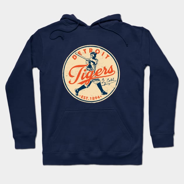 Vintage Detroit Tigers 3 by Buck Tee Hoodie by Buck Tee